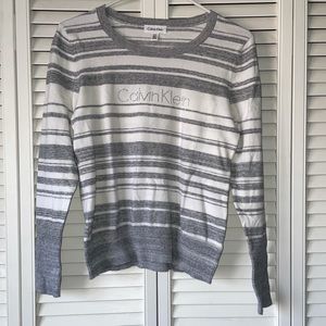 Calvin Klein Gray & White Long Sleeve Shirt